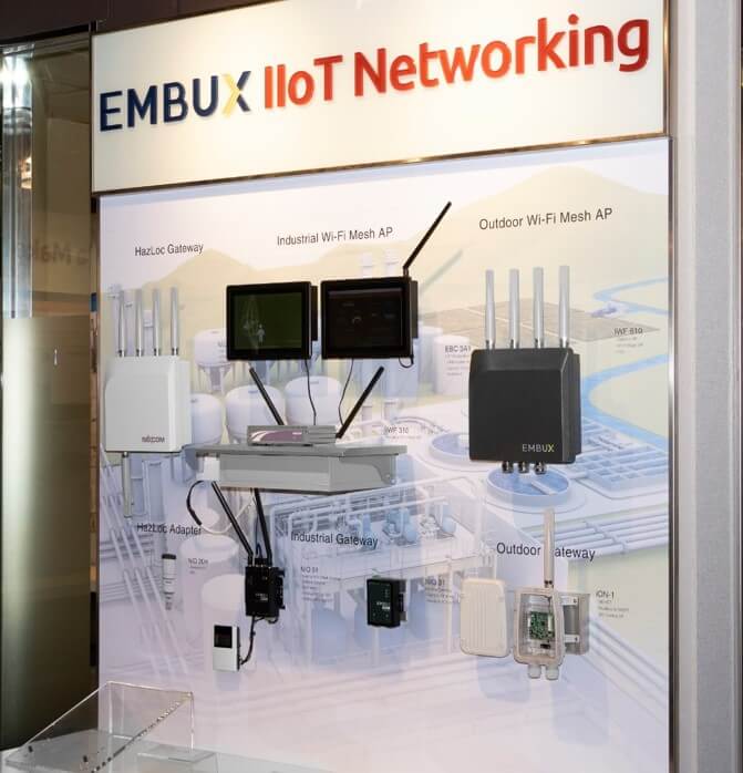 EMBUX解決方案提供了ISA100 / WirelessHART/Mesh Wi-Fi閘道器、防爆設計、Mesh技術, 雲端閘道器和ARM架構的HMI儀表板